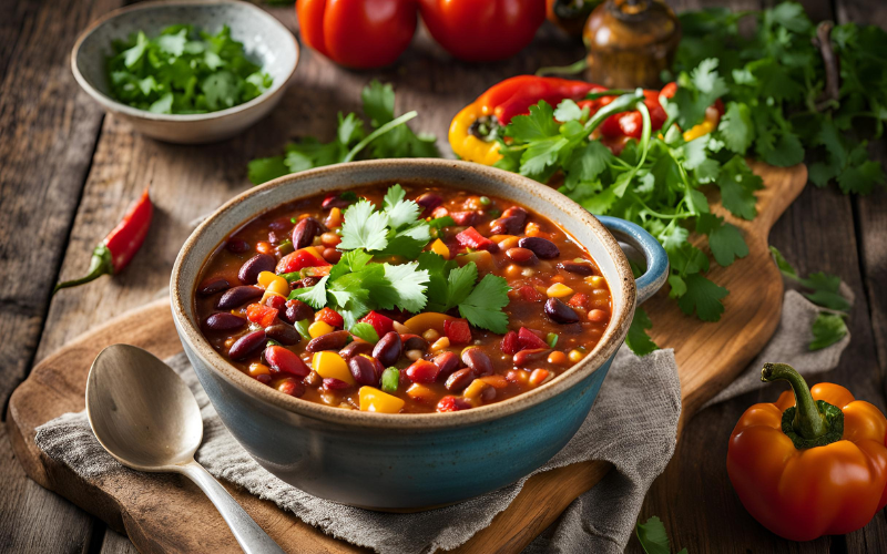 a bowl of food with vegetables and herbs in it